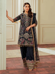 Baroque Chantelle Embroidered Raw Silk Stitched 3Pc Suit EC-07