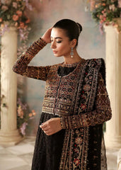 Akbar Aslam Aleia Embroidered Organza Unstitched 3Pc Suit - EBENE