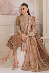 Baroque Embroidered Velvet Stitched 3Pc Suit SF-754