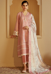 Cross Stitch Embroidered Khaddar Stitched 3Pc Suit - Rosy Dew