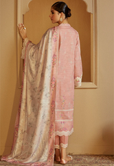 Cross Stitch Embroidered Khaddar Stitched 3Pc Suit - Rosy Dew