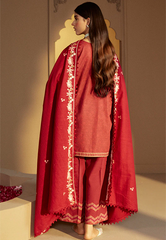 Cross Stitch Embroidered Khaddar Stitched 3Pc Suit - Garnet Rime