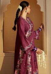 Cross Stitch Embroidered Khaddar Stitched 3Pc Suit - Plum Radiance