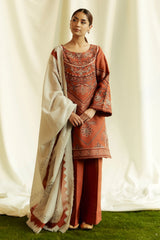 Coco by Zara Shahjahan Winter Unstitched Khaddar 3Pc Suit ZW24-4B TOPAZ